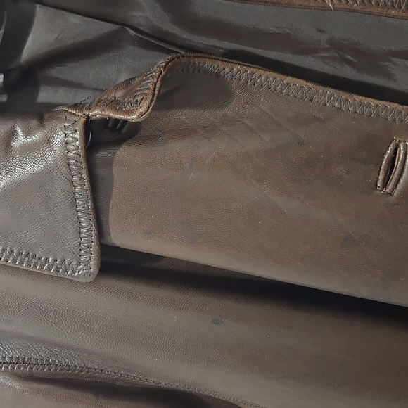 Vintage Gallery genuine lamb leather chocolate brown button down jacket coat XL - Picture 2 of 8